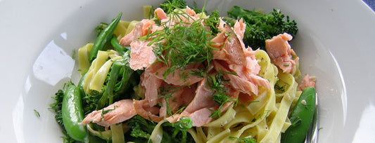Hot Smoked Salmon with Dill, Horseradish & Spring Vegetable Pasta